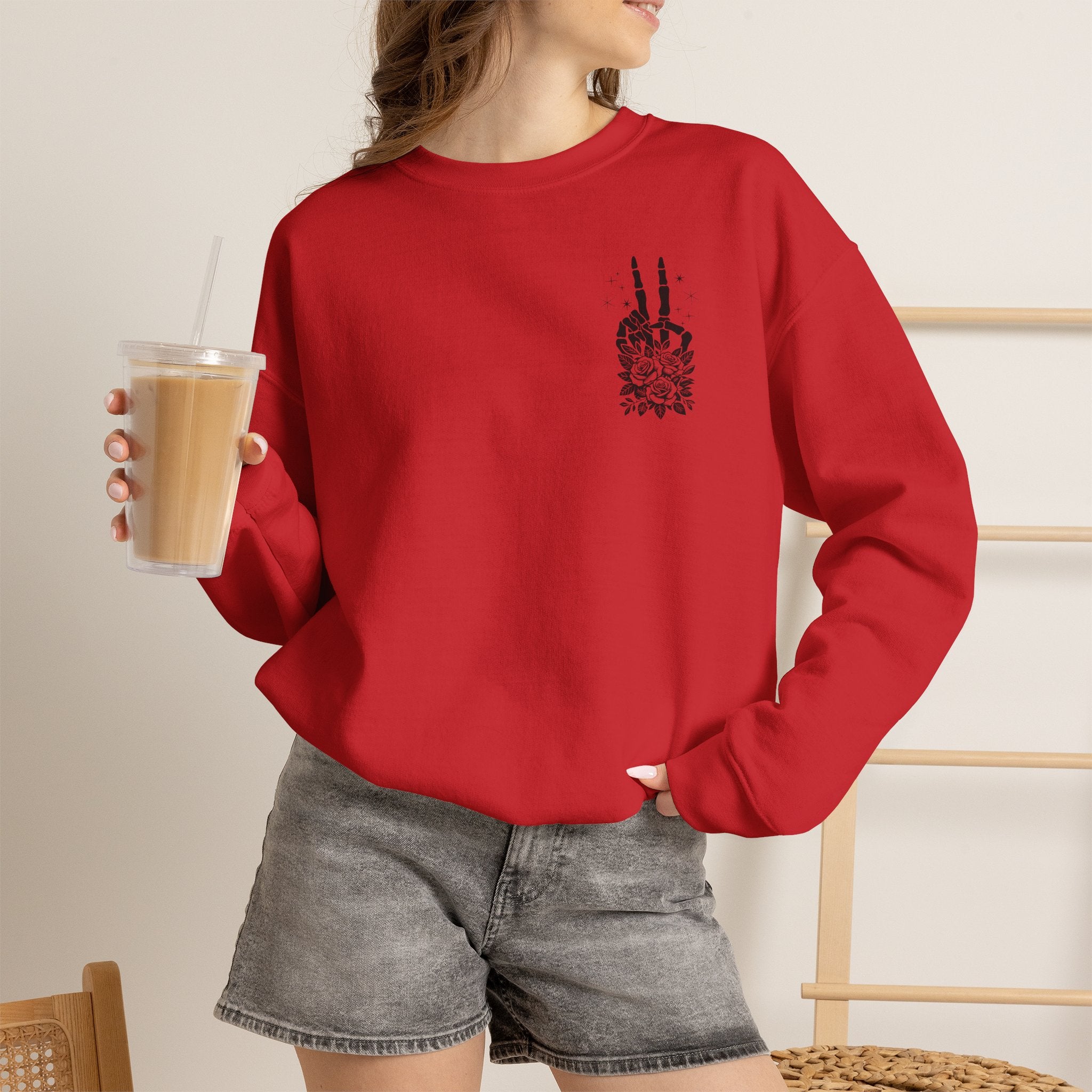 Crewneck Sweatshirt — "Expensive and Talks Back" Skeleton Graphic