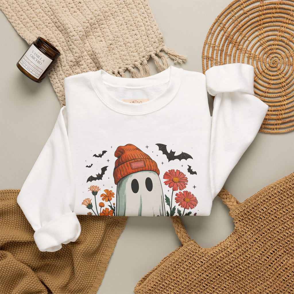 Halloween Ghost & Pumpkin Crewneck Sweatshirt