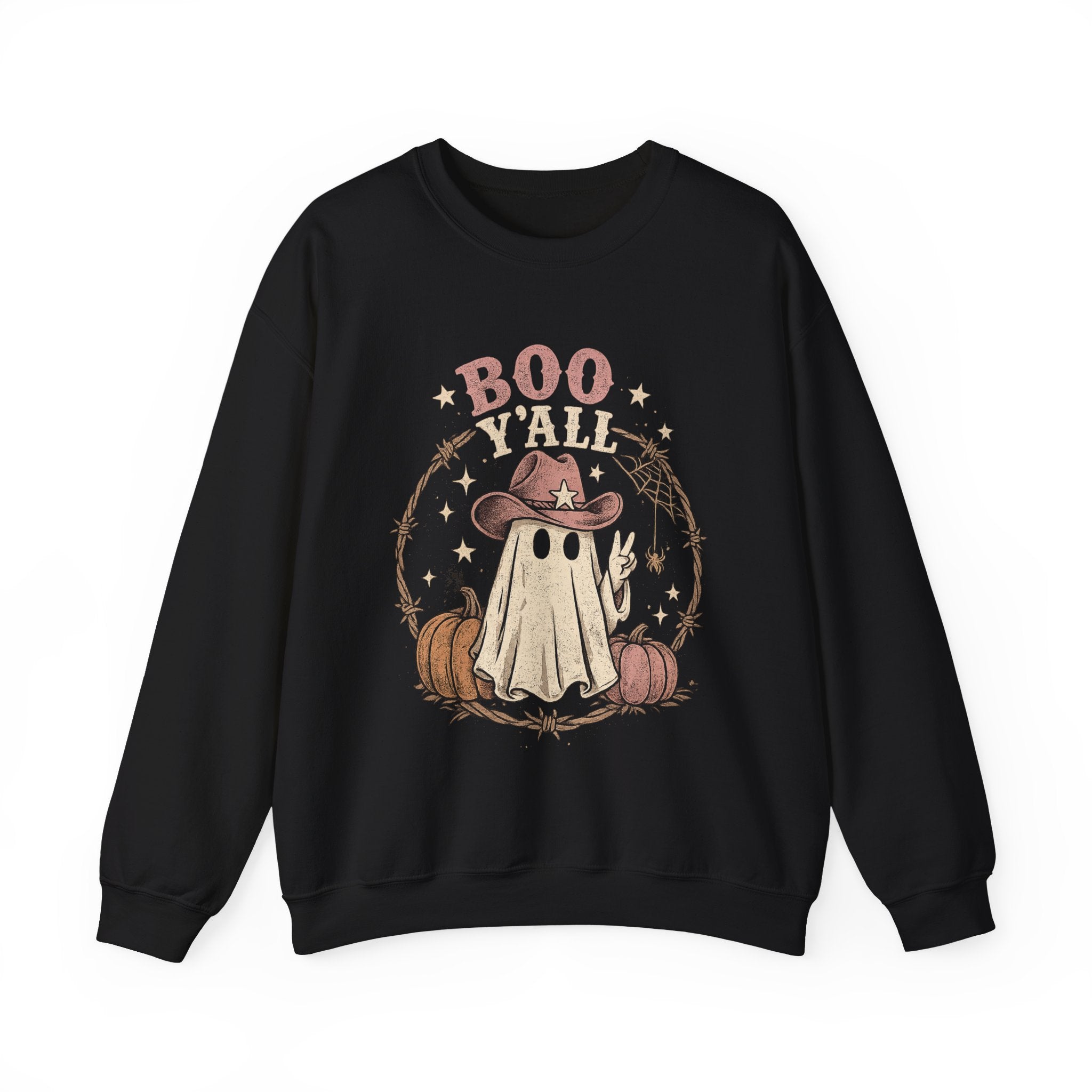Boo Y'all Ghost Sweatshirt — Cute Cowboy Ghost Halloween Crewneck