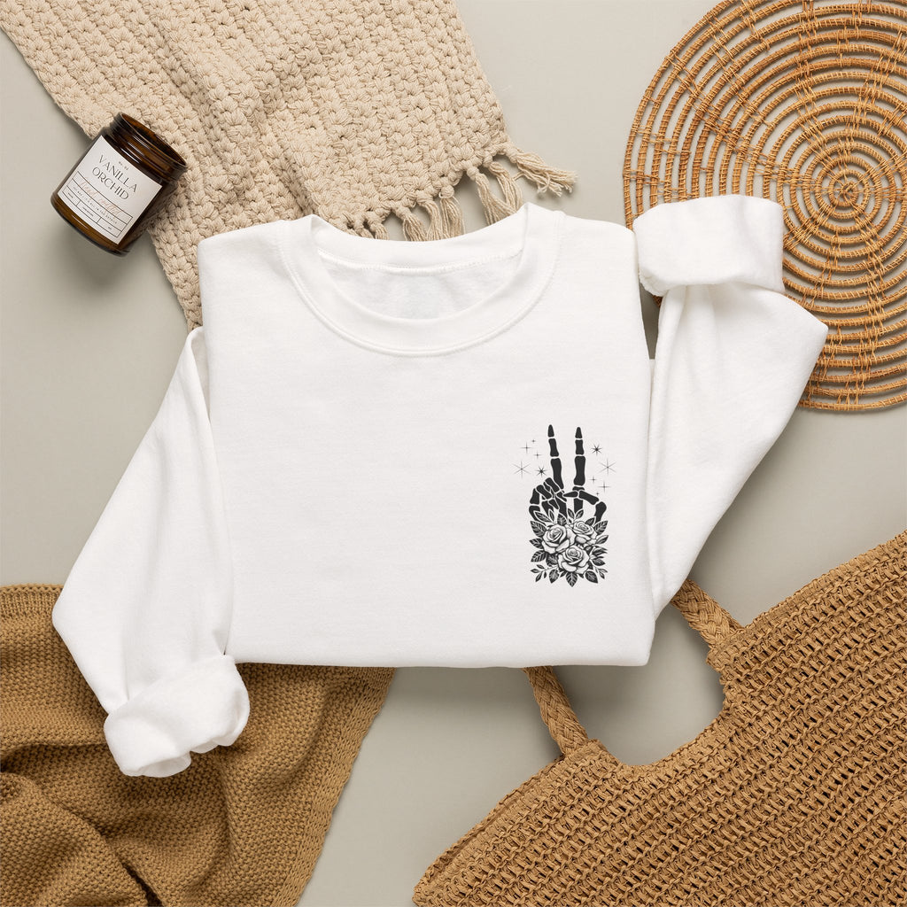 Crewneck Sweatshirt — "Expensive and Talks Back" Skeleton Graphic
