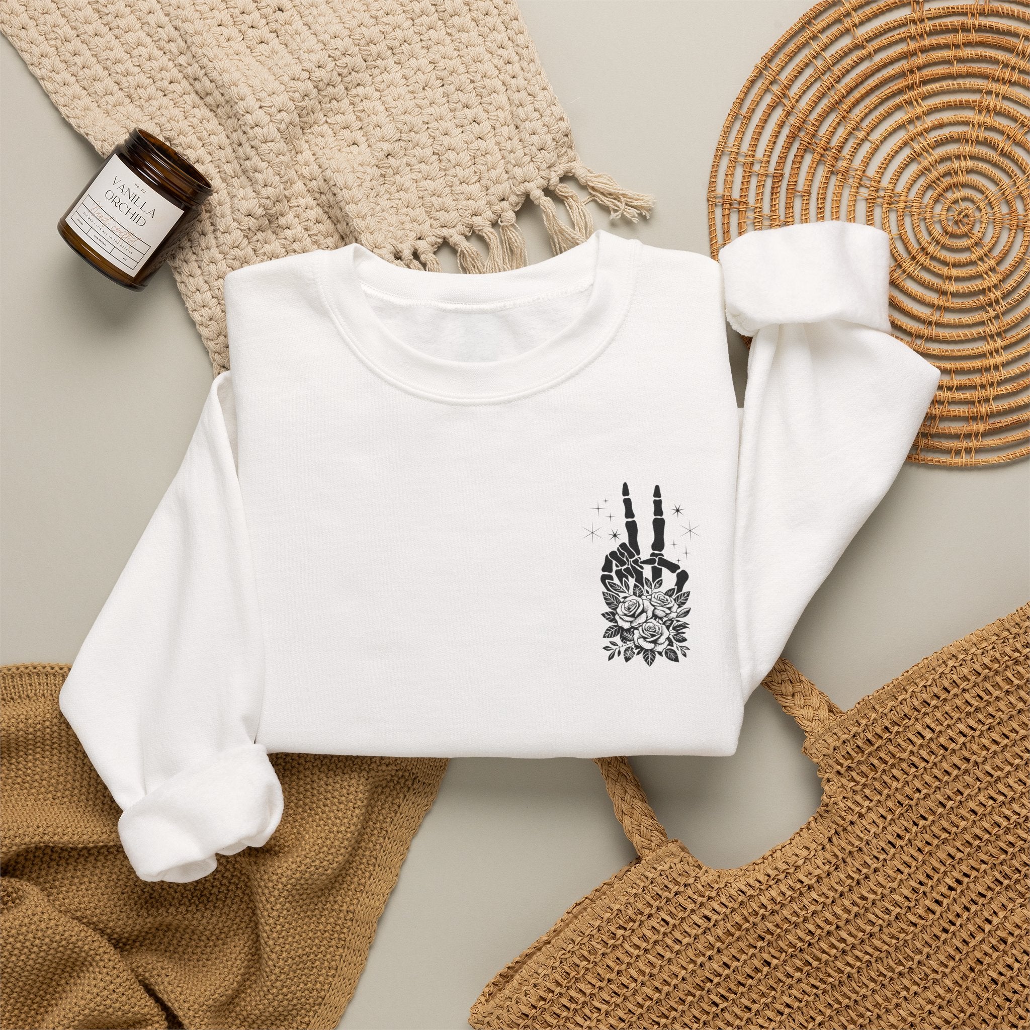 Crewneck Sweatshirt — "Expensive and Talks Back" Skeleton Graphic