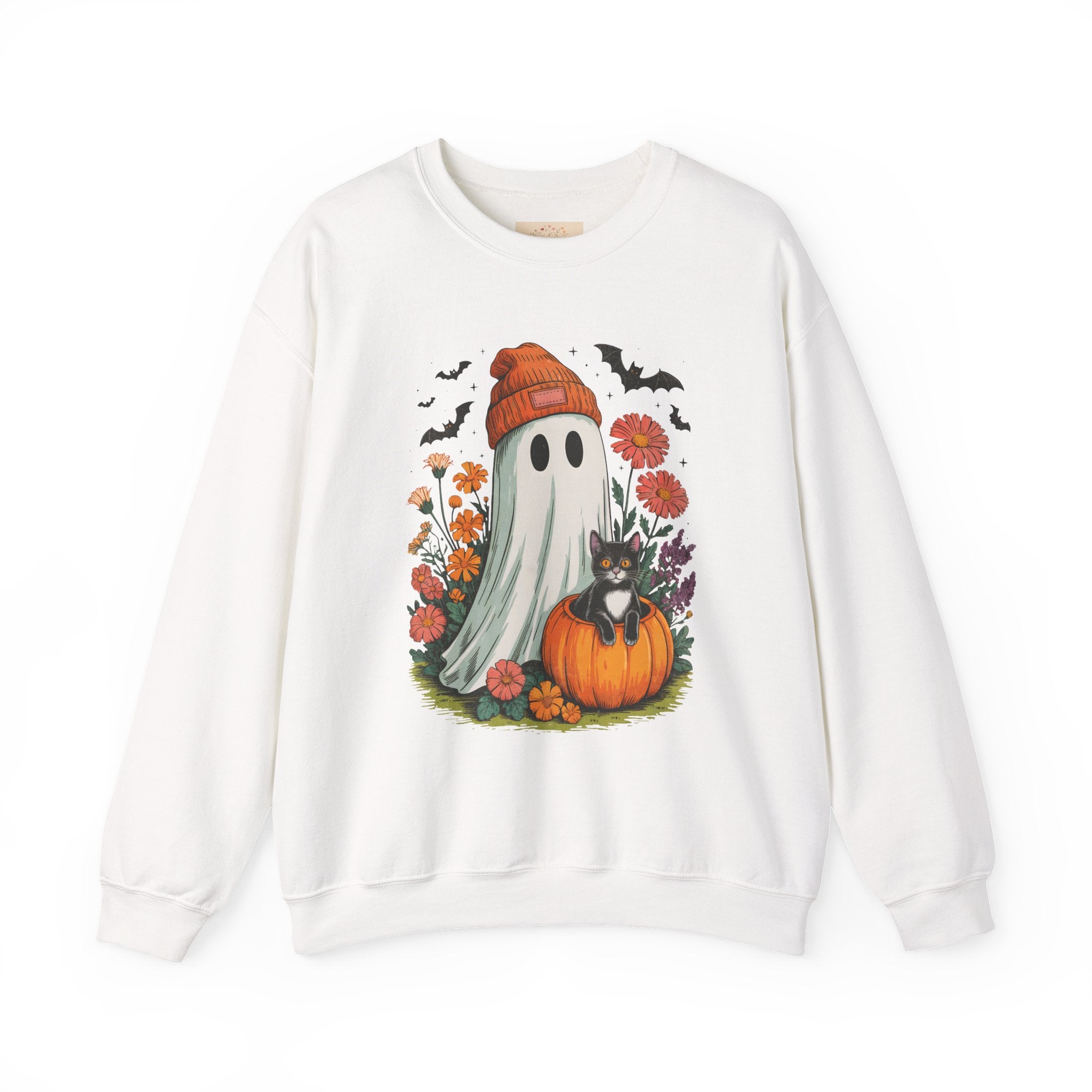 Halloween Ghost & Pumpkin Crewneck Sweatshirt