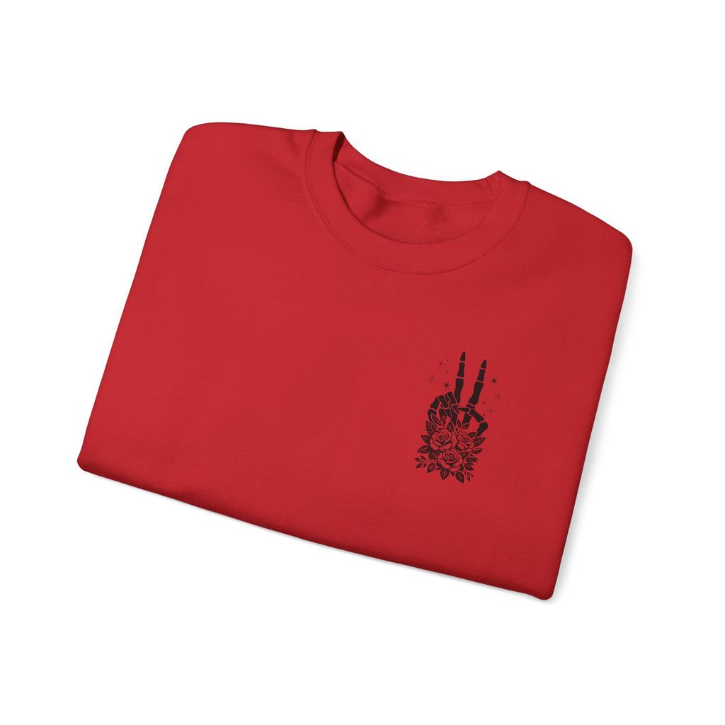 Crewneck Sweatshirt — "Expensive and Talks Back" Skeleton Graphic