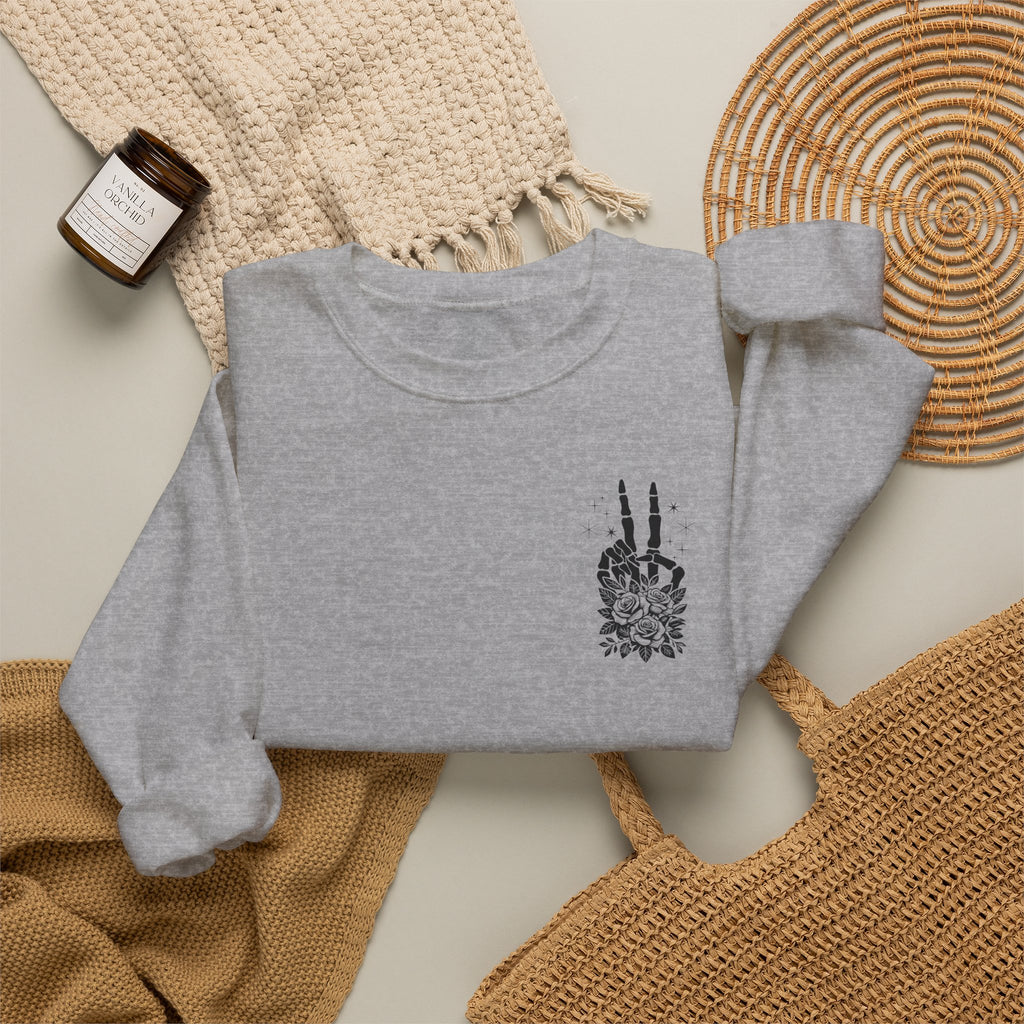 Crewneck Sweatshirt — "Expensive and Talks Back" Skeleton Graphic