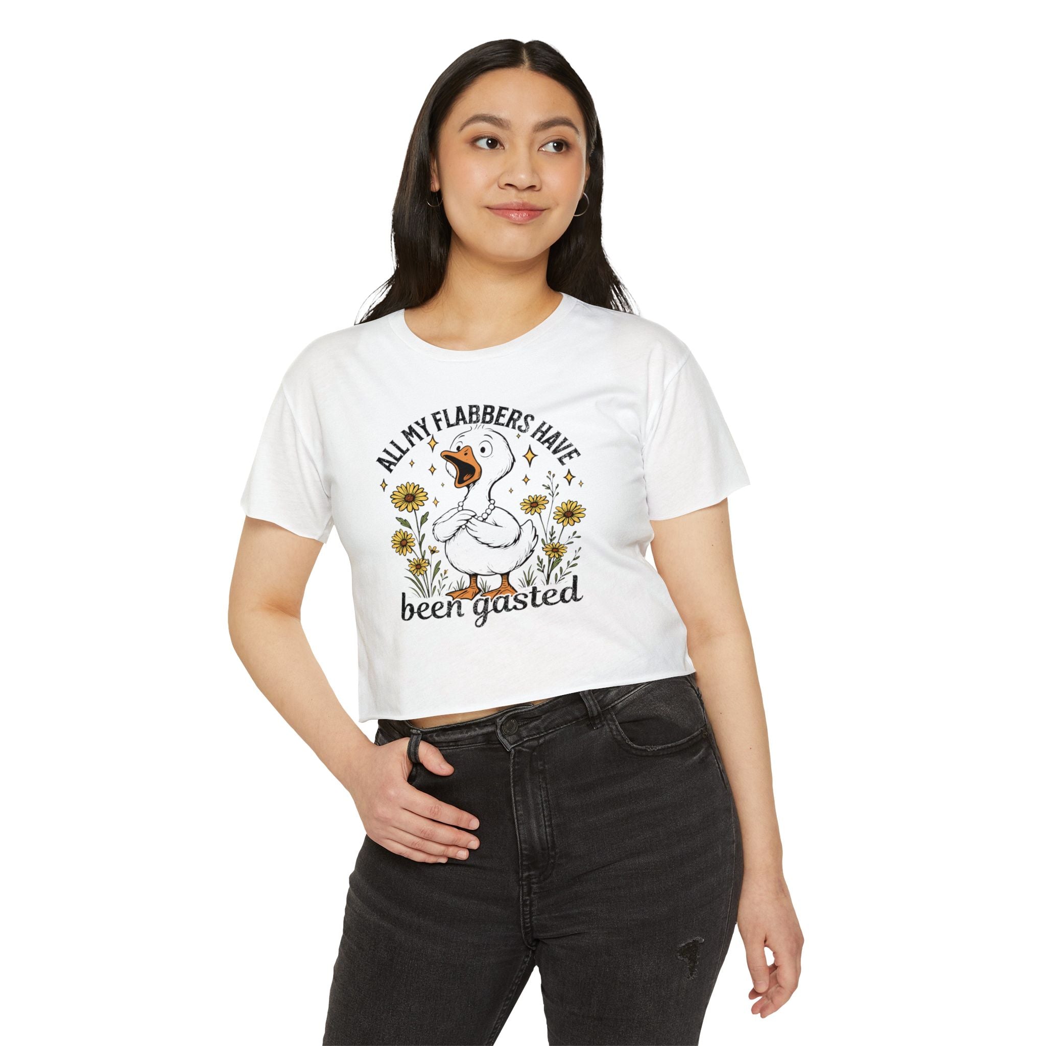 Crop Top — "All My Flabbers Have Been Gasted" Cute Goose Festival Tee