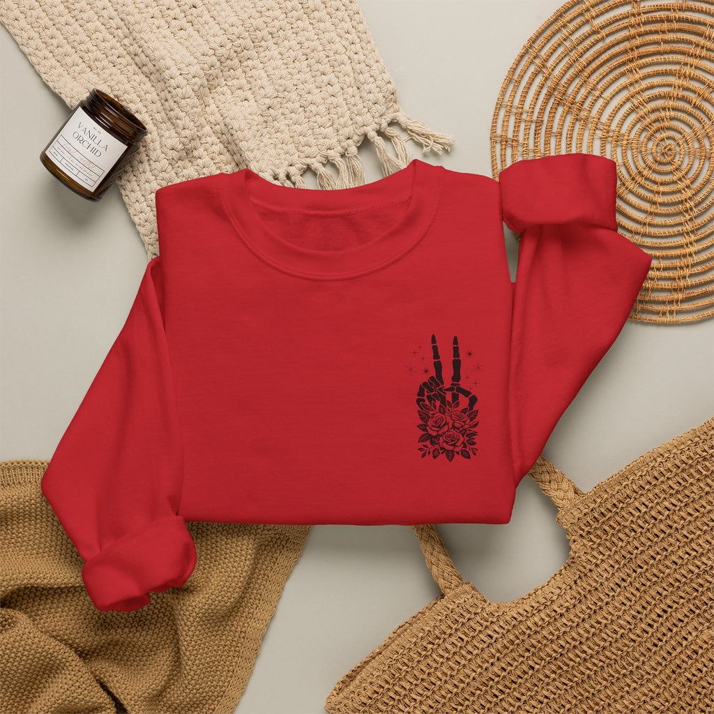 Crewneck Sweatshirt — "Expensive and Talks Back" Skeleton Graphic