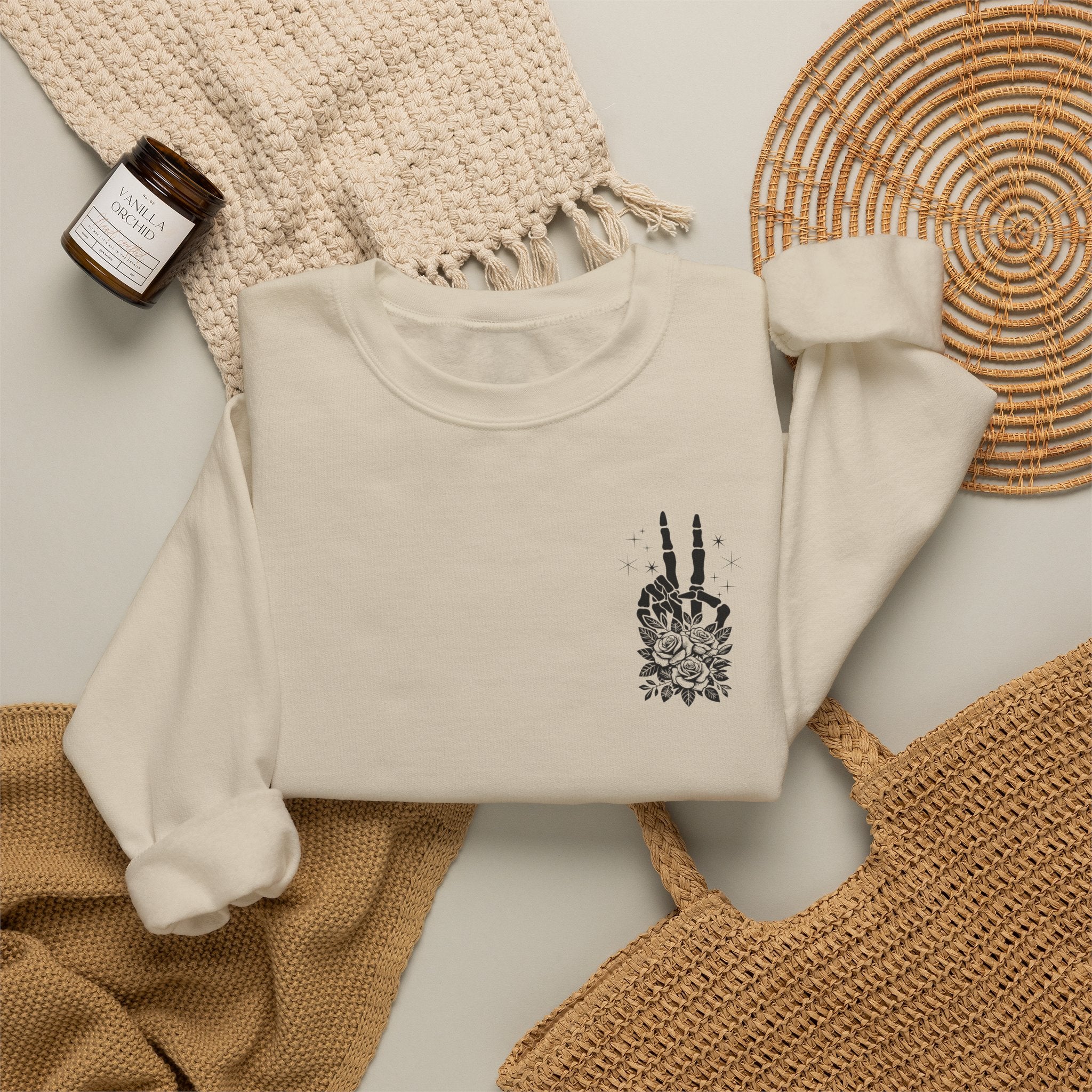 Crewneck Sweatshirt — "Expensive and Talks Back" Skeleton Graphic