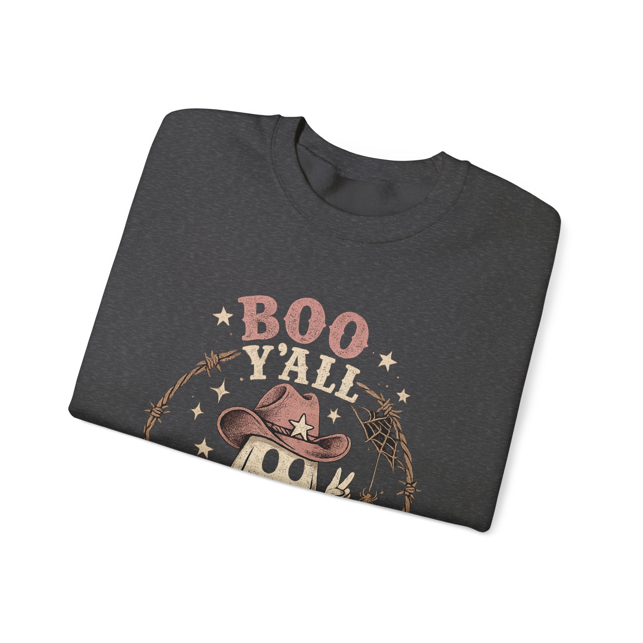 Boo Y'all Ghost Sweatshirt — Cute Cowboy Ghost Halloween Crewneck
