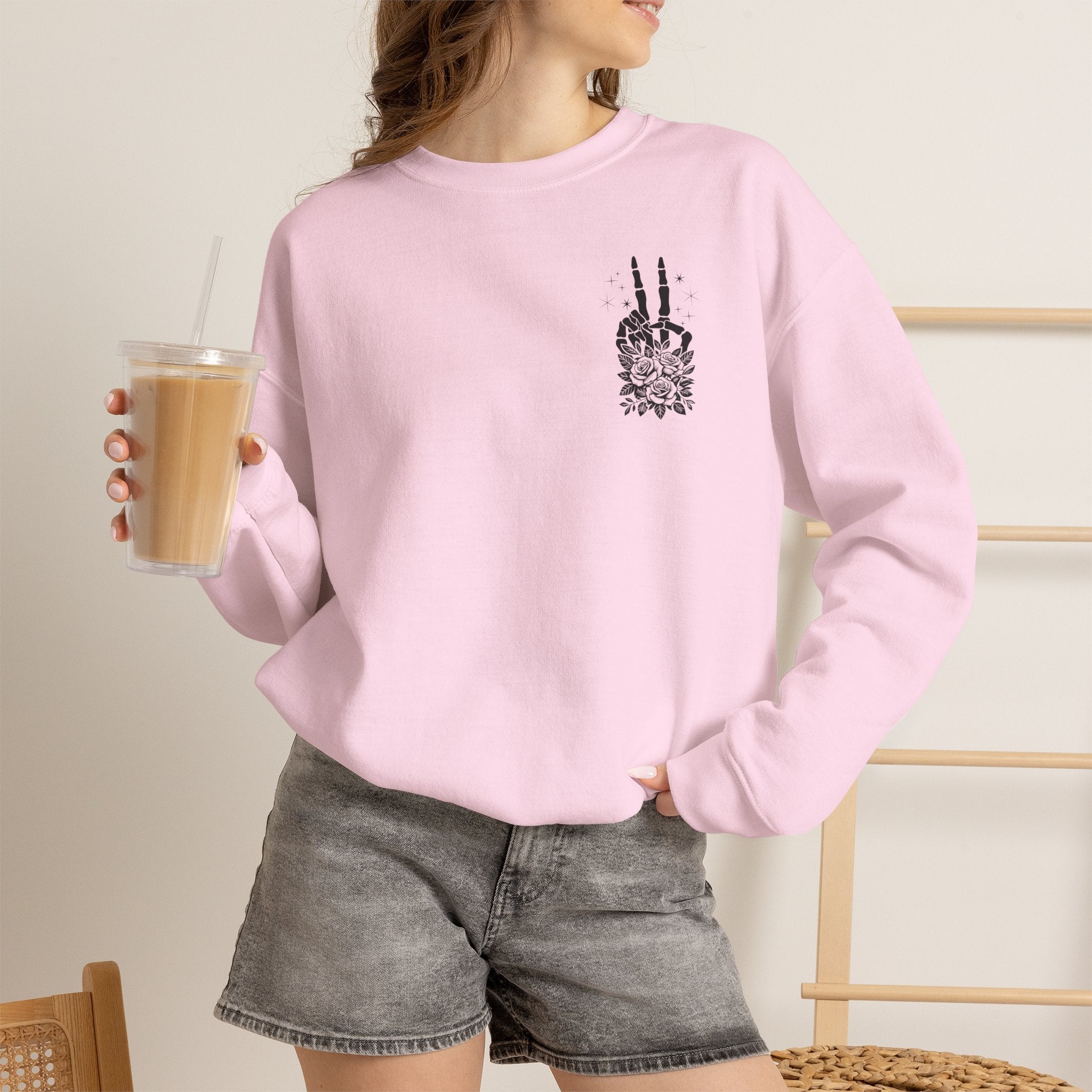 Crewneck Sweatshirt — "Expensive and Talks Back" Skeleton Graphic