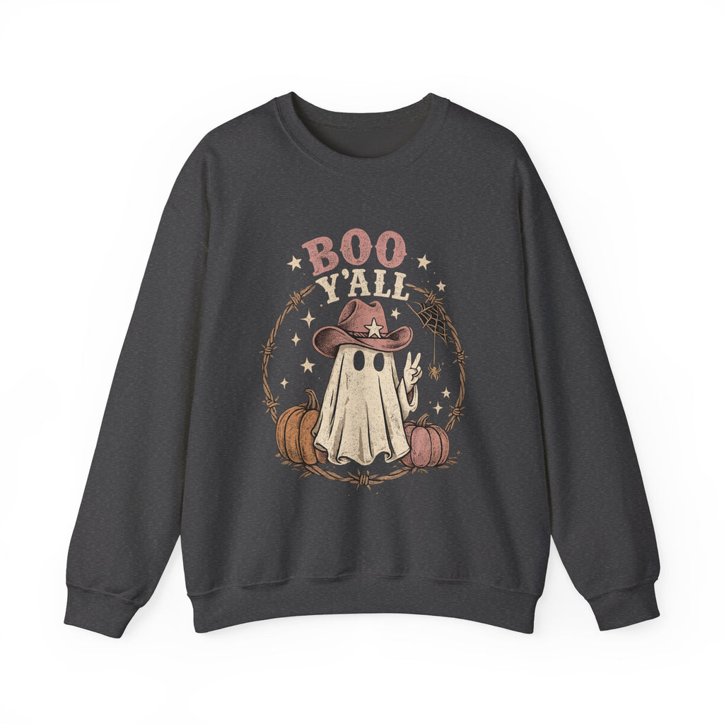 Boo Y'all Ghost Sweatshirt — Cute Cowboy Ghost Halloween Crewneck