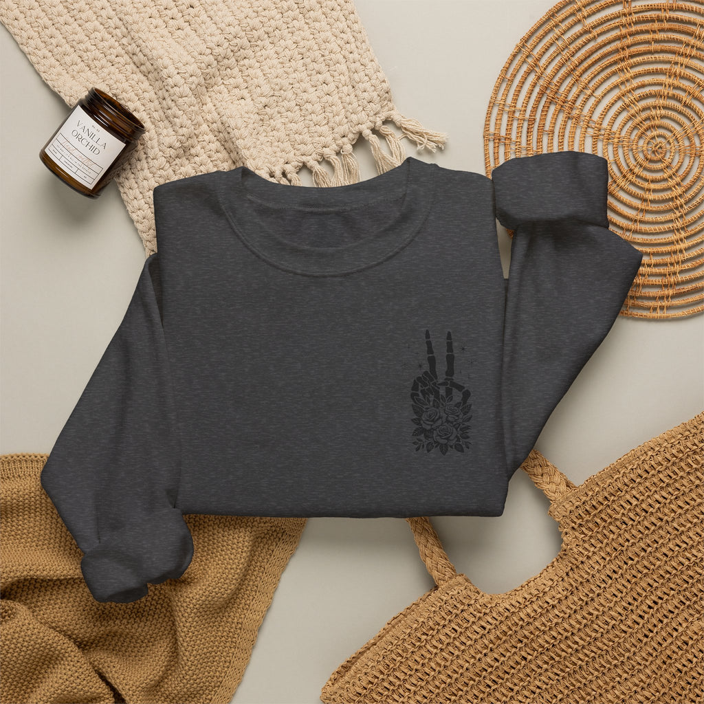 Crewneck Sweatshirt — "Expensive and Talks Back" Skeleton Graphic