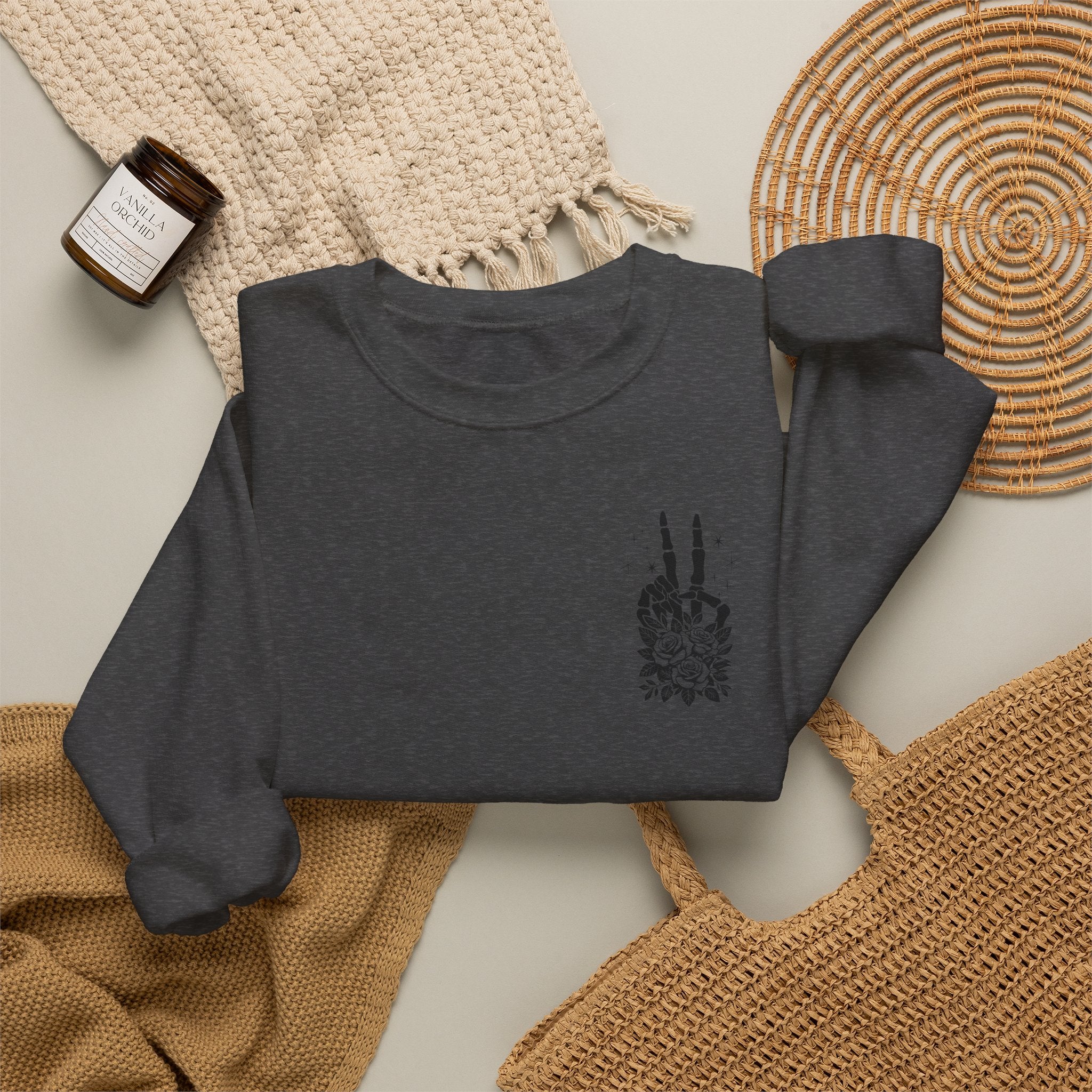 Crewneck Sweatshirt — "Expensive and Talks Back" Skeleton Graphic