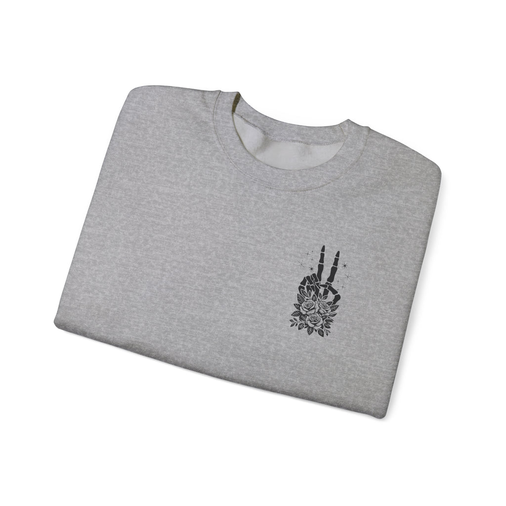 Crewneck Sweatshirt — "Expensive and Talks Back" Skeleton Graphic