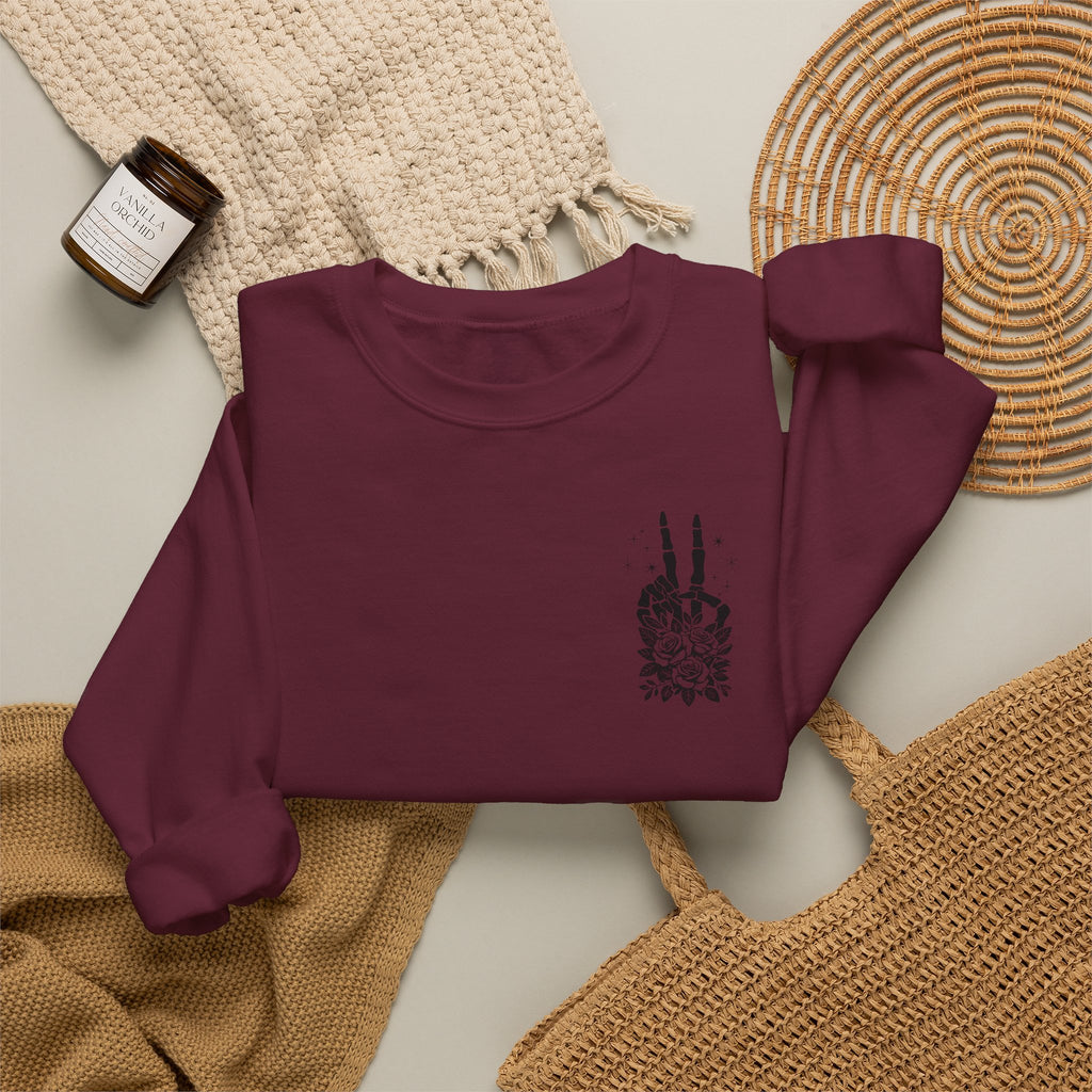 Crewneck Sweatshirt — "Expensive and Talks Back" Skeleton Graphic