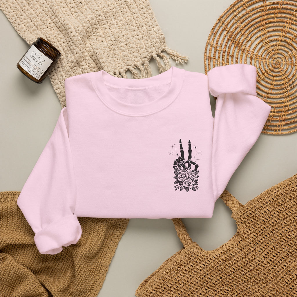 Crewneck Sweatshirt — "Expensive and Talks Back" Skeleton Graphic