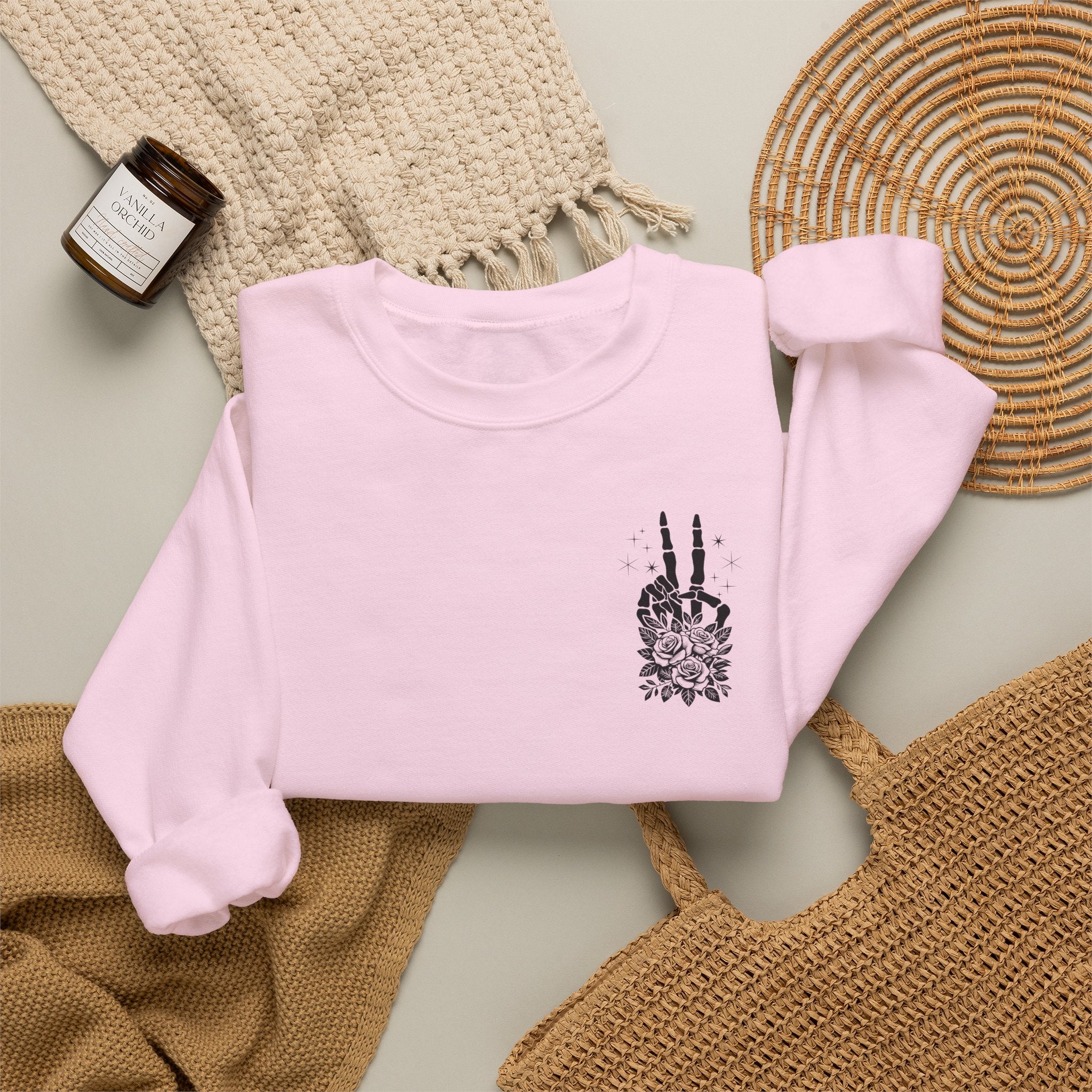 Crewneck Sweatshirt — "Expensive and Talks Back" Skeleton Graphic